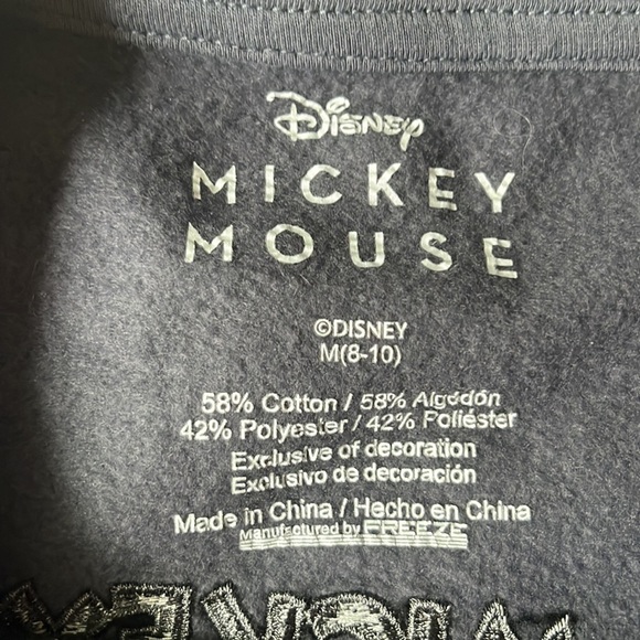 EUC DISNEY MICKEY MOUSE EMBROIDERED CREW NECK, size 8-10 - Picture 4 of 5